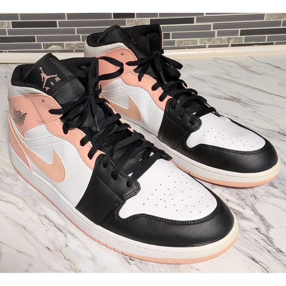 Nike Air Jordan 1 Mid Crimson Tint‎ Arctic Orange Black 554724-133 Men's Size 18